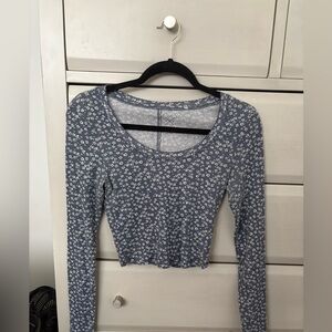 Asics Gray and White Fitted Crop Blouse